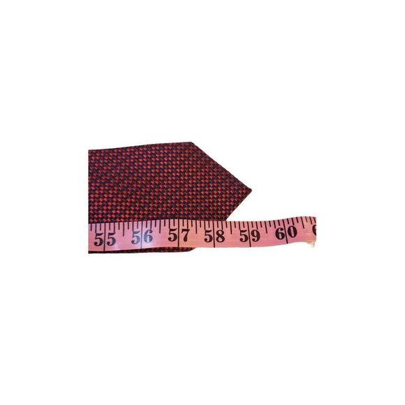 Saks Fifth Avenue Neck Tie Duo‎ Blue & Red Checker and Blue Solid 100% Silk - Picture 12 of 13